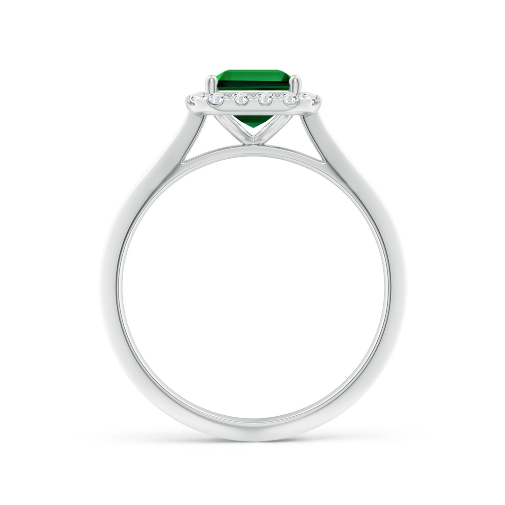 8x6mm Labgrown Lab-Grown Emerald-Cut Emerald Halo Knife-Edge Shank Engagement Ring in White Gold - side 199
