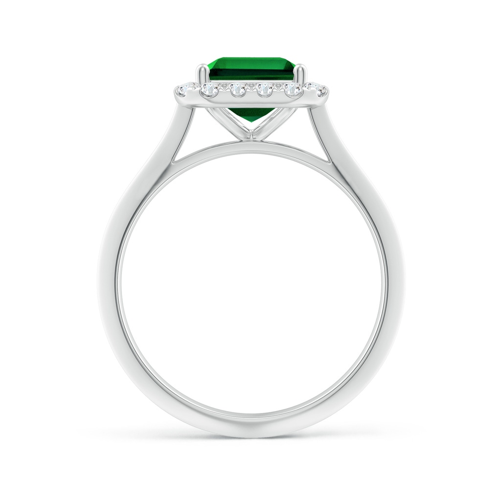 9x7mm Labgrown Lab-Grown Emerald-Cut Emerald Halo Knife-Edge Shank Engagement Ring in White Gold - side 199