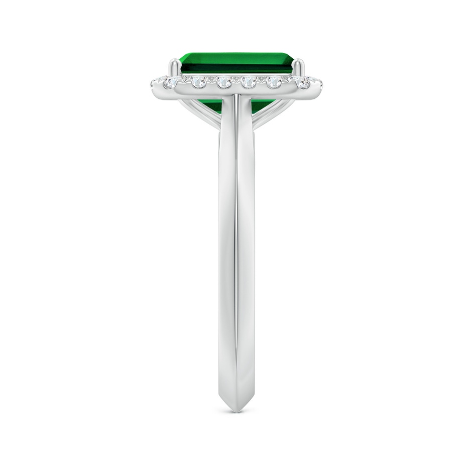 9x7mm Labgrown Lab-Grown Emerald-Cut Emerald Halo Knife-Edge Shank Engagement Ring in White Gold side 299