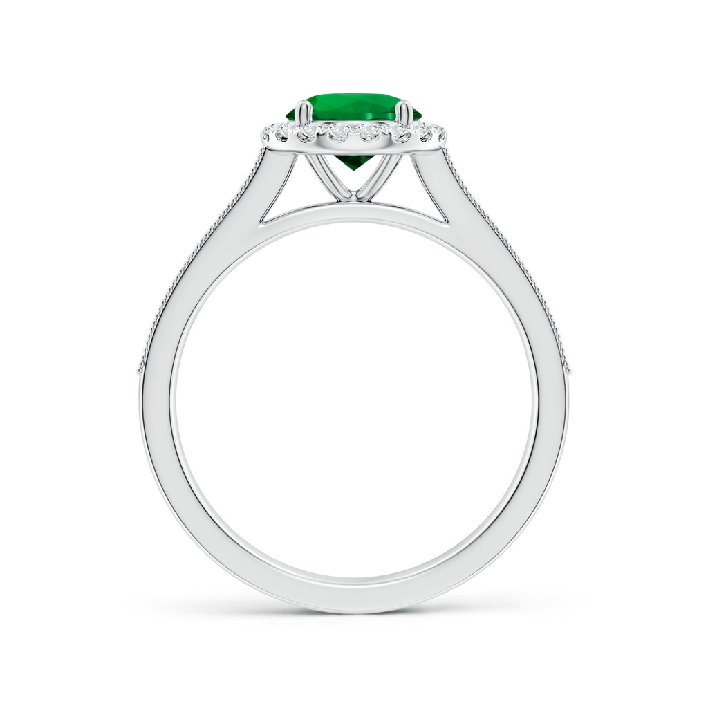 6.5mm Labgrown Lab-Grown Round Emerald Reverse Tapered Shank Halo Engagement Ring in White Gold Side 199