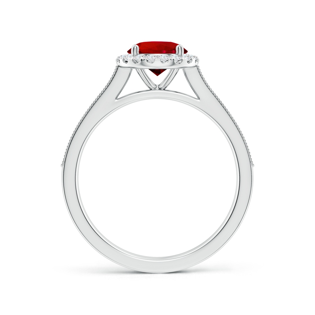 6.5mm Labgrown Lab-Grown Round Ruby Reverse Tapered Shank Halo Engagement Ring in White Gold Side 199