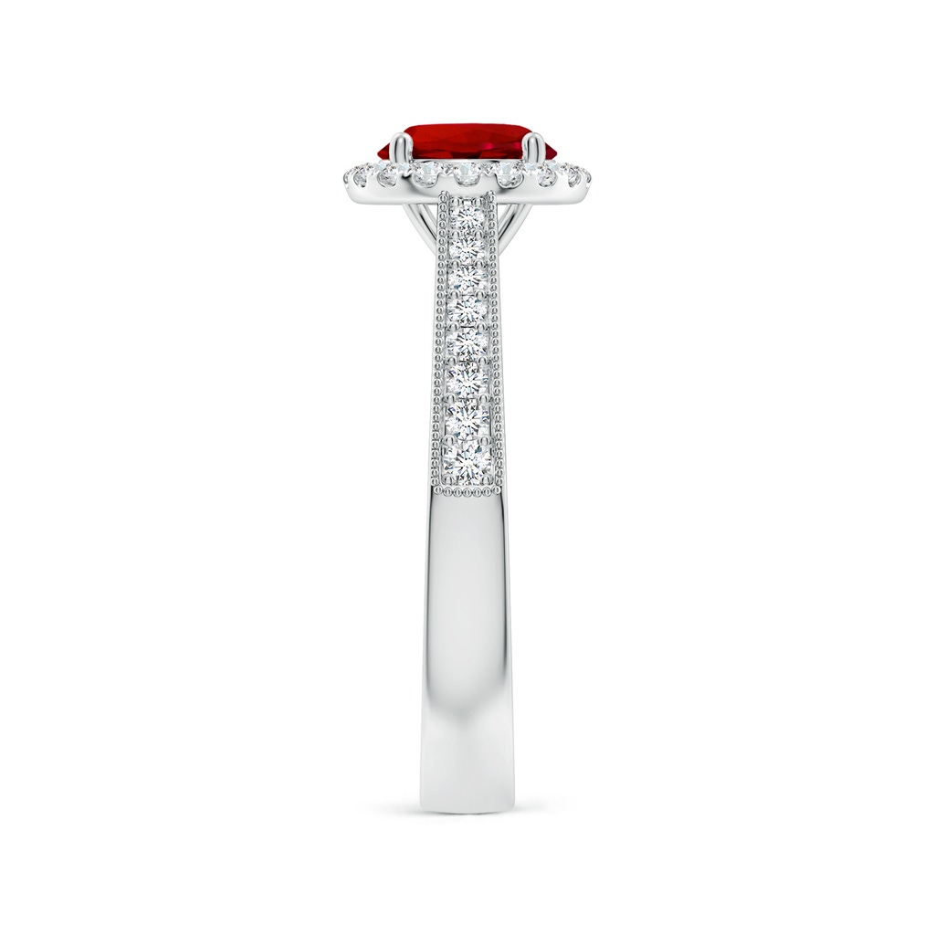 6.5mm Labgrown Lab-Grown Round Ruby Reverse Tapered Shank Halo Engagement Ring in White Gold Side 299