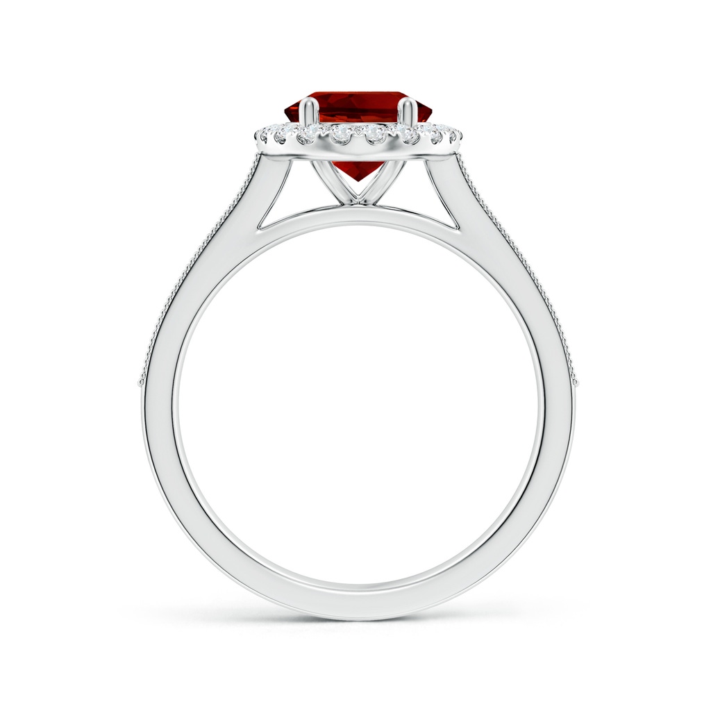 9x7mm Labgrown Lab-Grown Oval Ruby Reverse Tapered Shank Halo Engagement Ring in White Gold Side 199