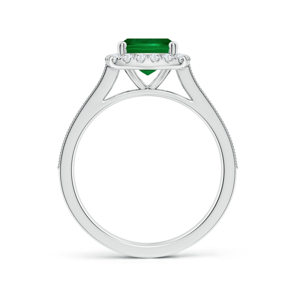 9x7mm Labgrown Lab-Grown Cushion Rectangular Emerald Reverse Tapered Shank Halo Engagement Ring in White Gold Side 199