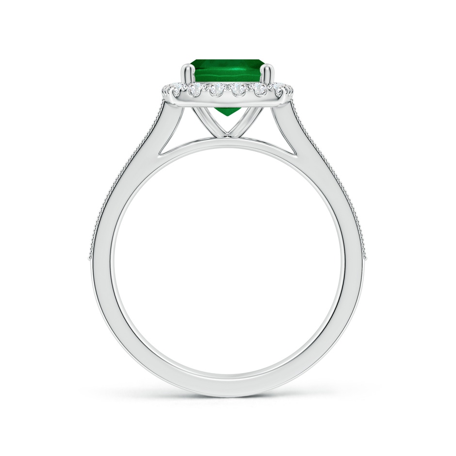 9x7mm Labgrown Lab-Grown Cushion Rectangular Emerald Reverse Tapered Shank Halo Engagement Ring in White Gold side 199