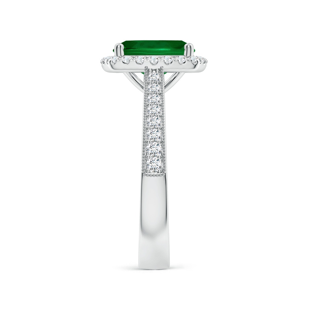 9x7mm Labgrown Lab-Grown Cushion Rectangular Emerald Reverse Tapered Shank Halo Engagement Ring in White Gold Side 299