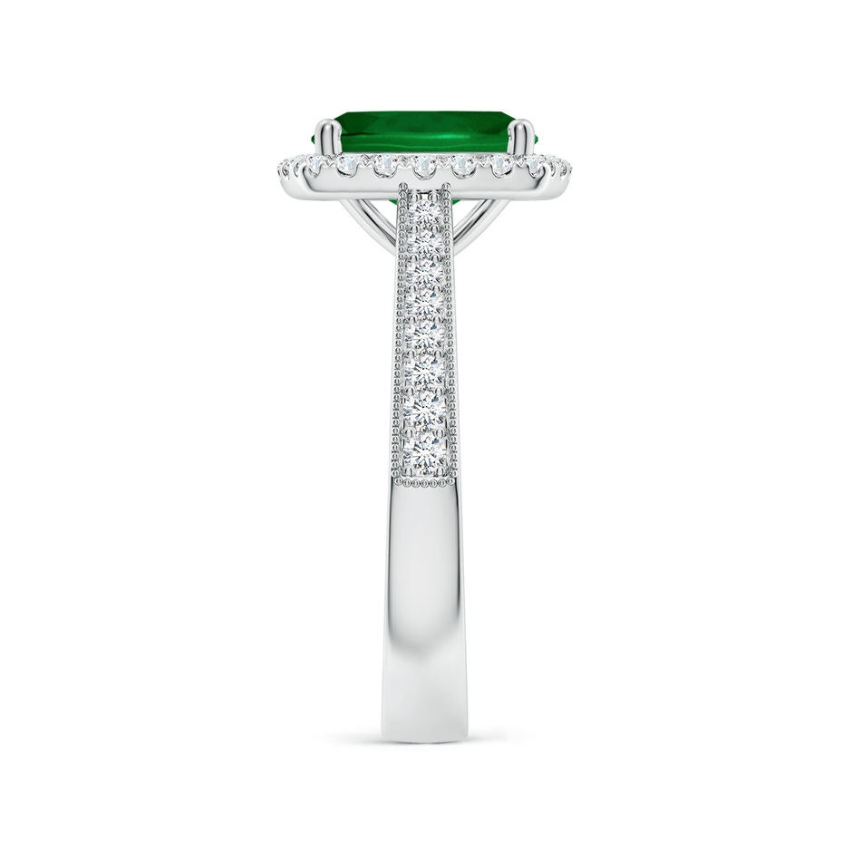 9x7mm Labgrown Lab-Grown Cushion Rectangular Emerald Reverse Tapered Shank Halo Engagement Ring in White Gold side 299