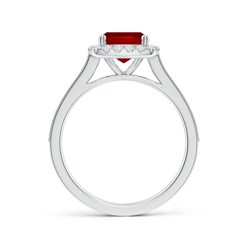 9x7mm Labgrown Lab-Grown Cushion Rectangular Ruby Reverse Tapered Shank Halo Engagement Ring in White Gold side 199