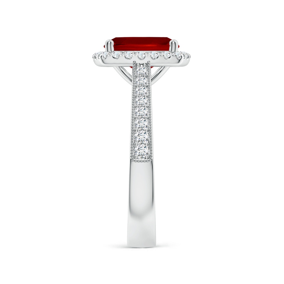 9x7mm Labgrown Lab-Grown Cushion Rectangular Ruby Reverse Tapered Shank Halo Engagement Ring in White Gold side 299