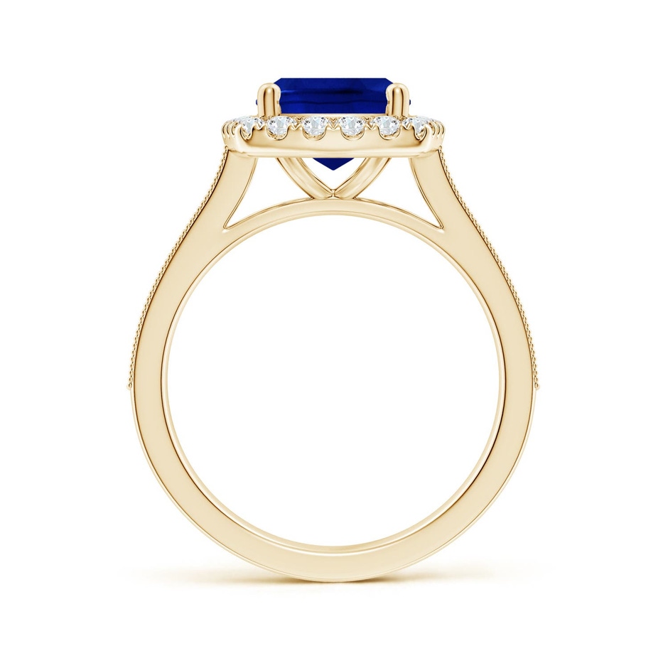 10x8mm Labgrown Lab-Grown Cushion Rectangular Blue Sapphire Reverse Tapered Shank Halo Engagement Ring in Yellow Gold side 199