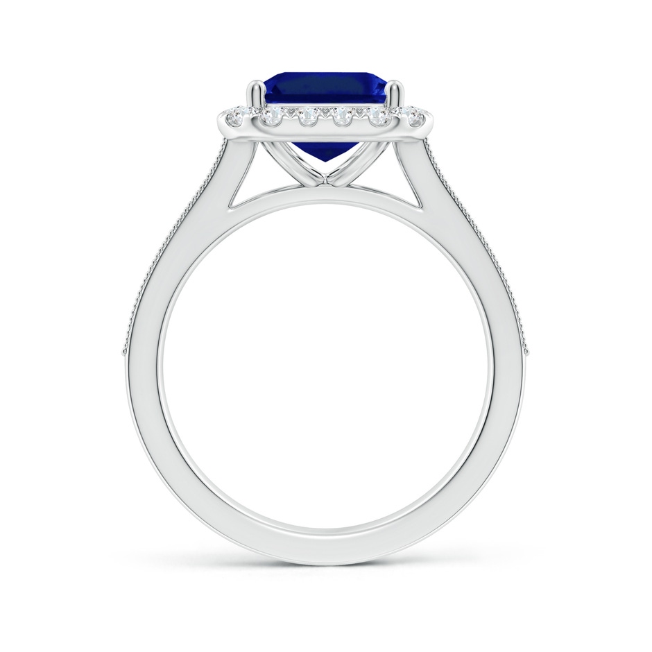 10x8mm Labgrown Lab-Grown Emerald-Cut Blue Sapphire Reverse Tapered Shank Halo Engagement Ring in P950 Platinum side 199