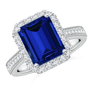 Emerald Cut Lab-Grown Lab Grown Blue Sapphire