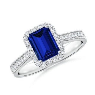 Emerald Cut Lab-Grown Lab Grown Blue Sapphire