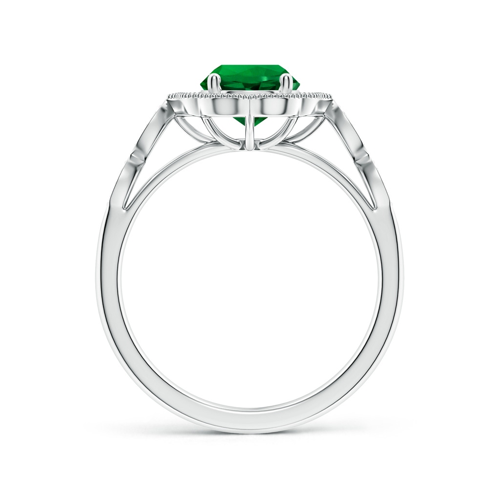 6.5mm Labgrown Lab-Grown Vintage Inspired Round Emerald Ornate Halo Engagement Ring in White Gold Side 199