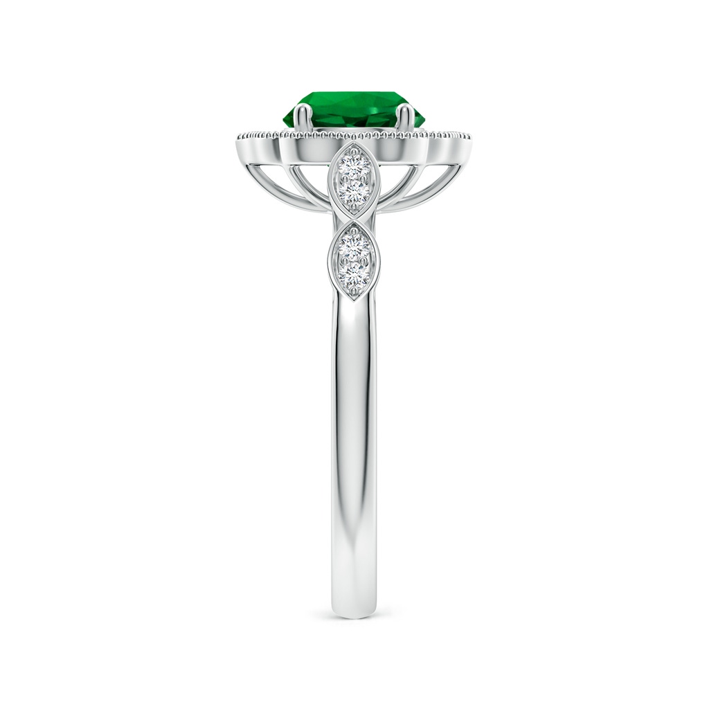 6.5mm Labgrown Lab-Grown Vintage Inspired Round Emerald Ornate Halo Engagement Ring in White Gold Side 299