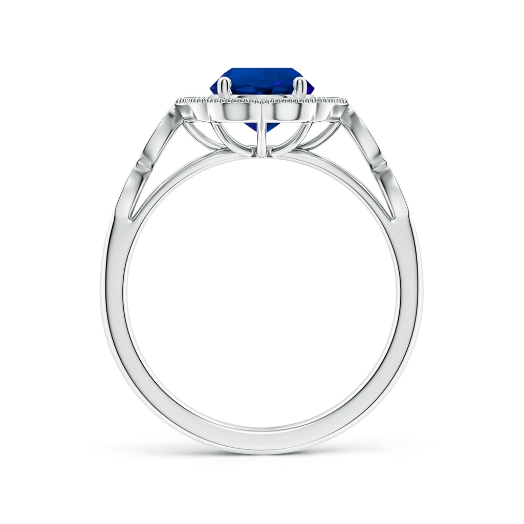 6.5mm Labgrown Lab-Grown Vintage Inspired Round Blue Sapphire Ornate Halo Engagement Ring in White Gold Side 199