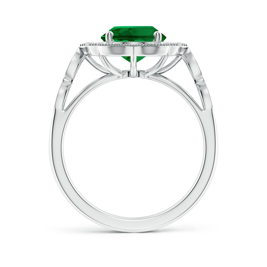 10x8mm Labgrown Lab-Grown Vintage Inspired Oval Emerald Ornate Halo Engagement Ring in 18K White Gold side 199