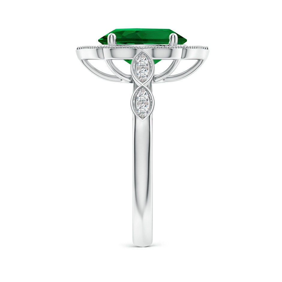10x8mm Labgrown Lab-Grown Vintage Inspired Oval Emerald Ornate Halo Engagement Ring in 18K White Gold side 299