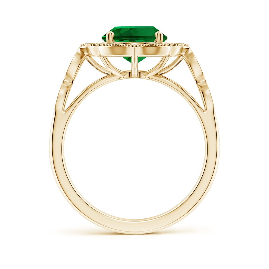 10x8mm Labgrown Lab-Grown Vintage Inspired Oval Emerald Ornate Halo Engagement Ring in Yellow Gold side 199