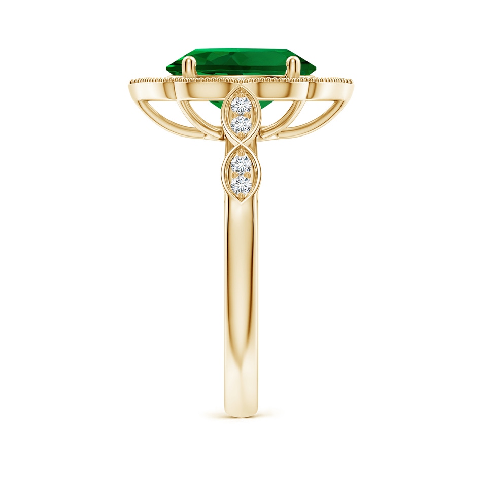 10x8mm Labgrown Lab-Grown Vintage Inspired Oval Emerald Ornate Halo Engagement Ring in Yellow Gold side 299