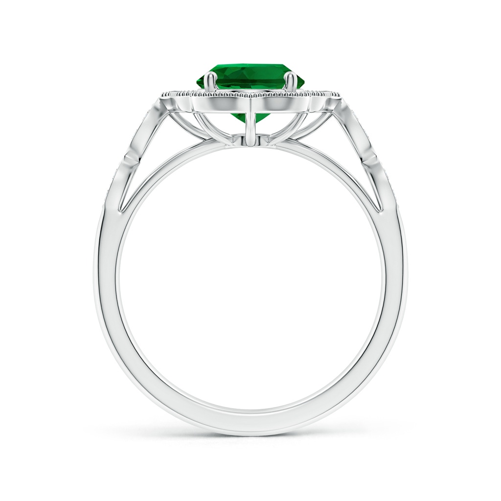 9x7mm Labgrown Lab-Grown Vintage Inspired Oval Emerald Ornate Halo Engagement Ring in White Gold Side 199