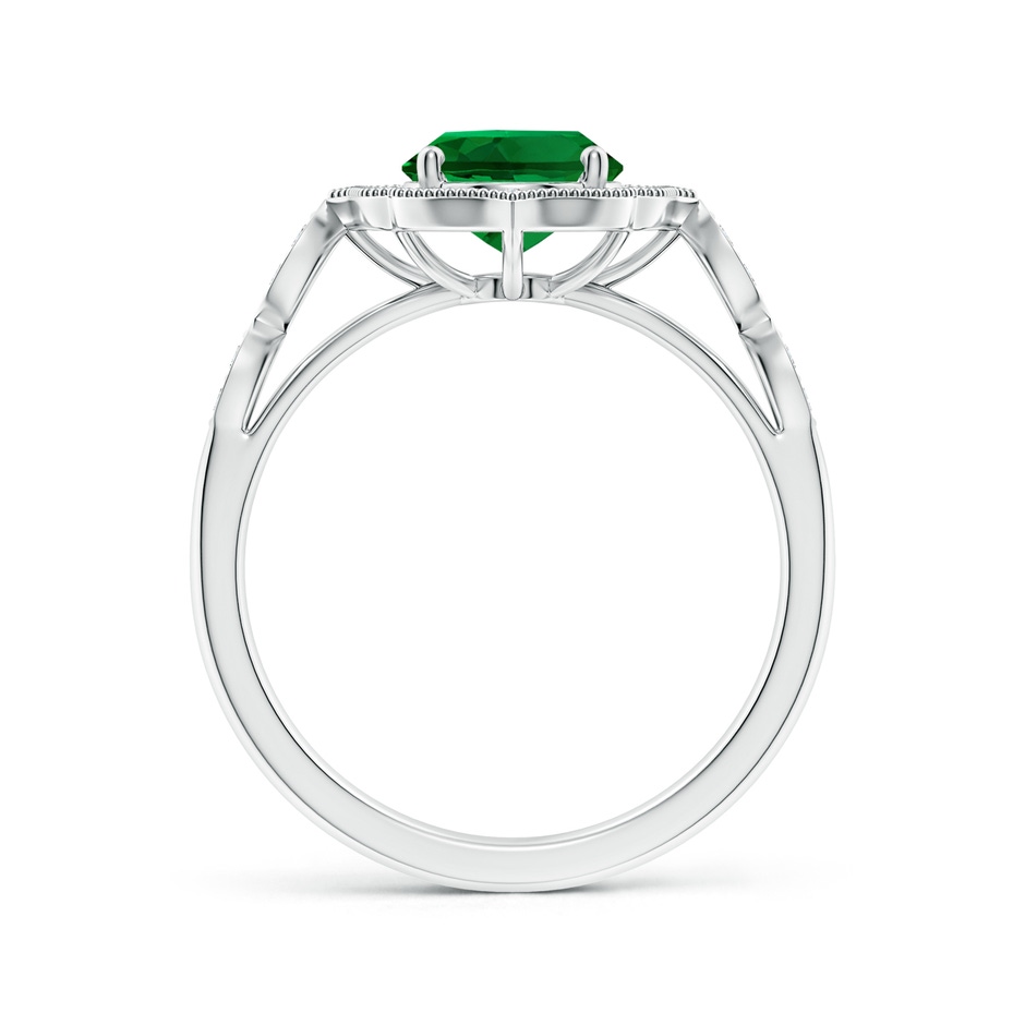 9x7mm Labgrown Lab-Grown Vintage Inspired Oval Emerald Ornate Halo Engagement Ring in White Gold side 199