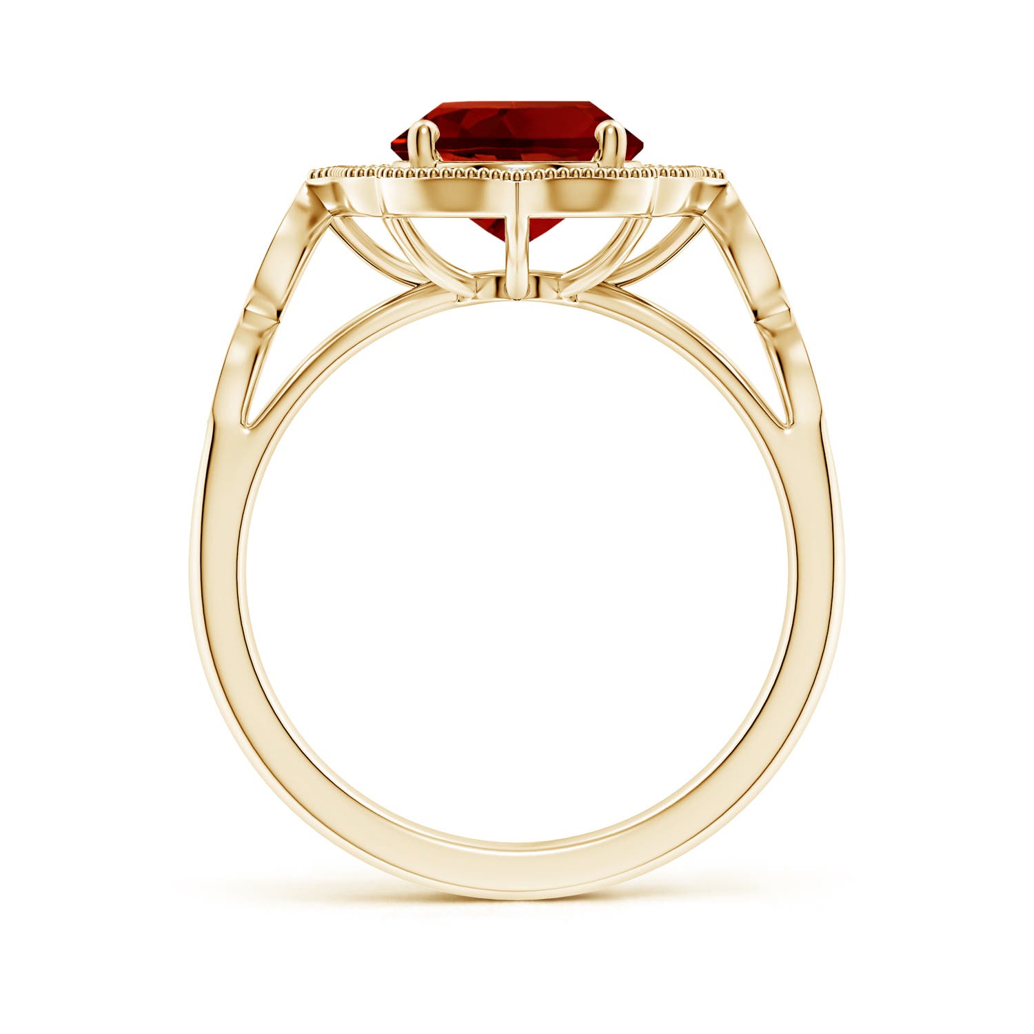 10x8mm Labgrown Lab-Grown Vintage Inspired Oval Ruby Ornate Halo Engagement Ring in 18K Yellow Gold