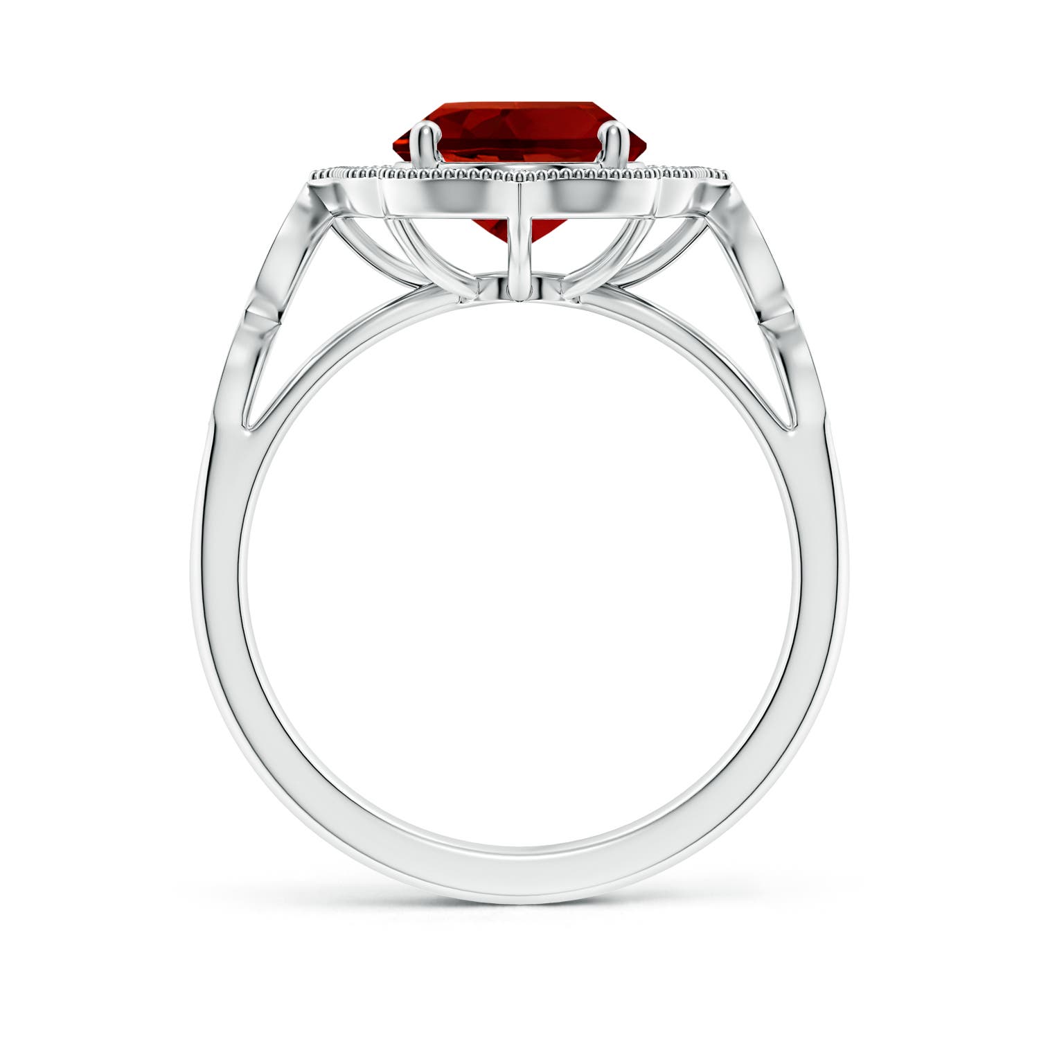 10x8mm Labgrown Lab-Grown Vintage Inspired Oval Ruby Ornate Halo Engagement Ring in P950 Platinum