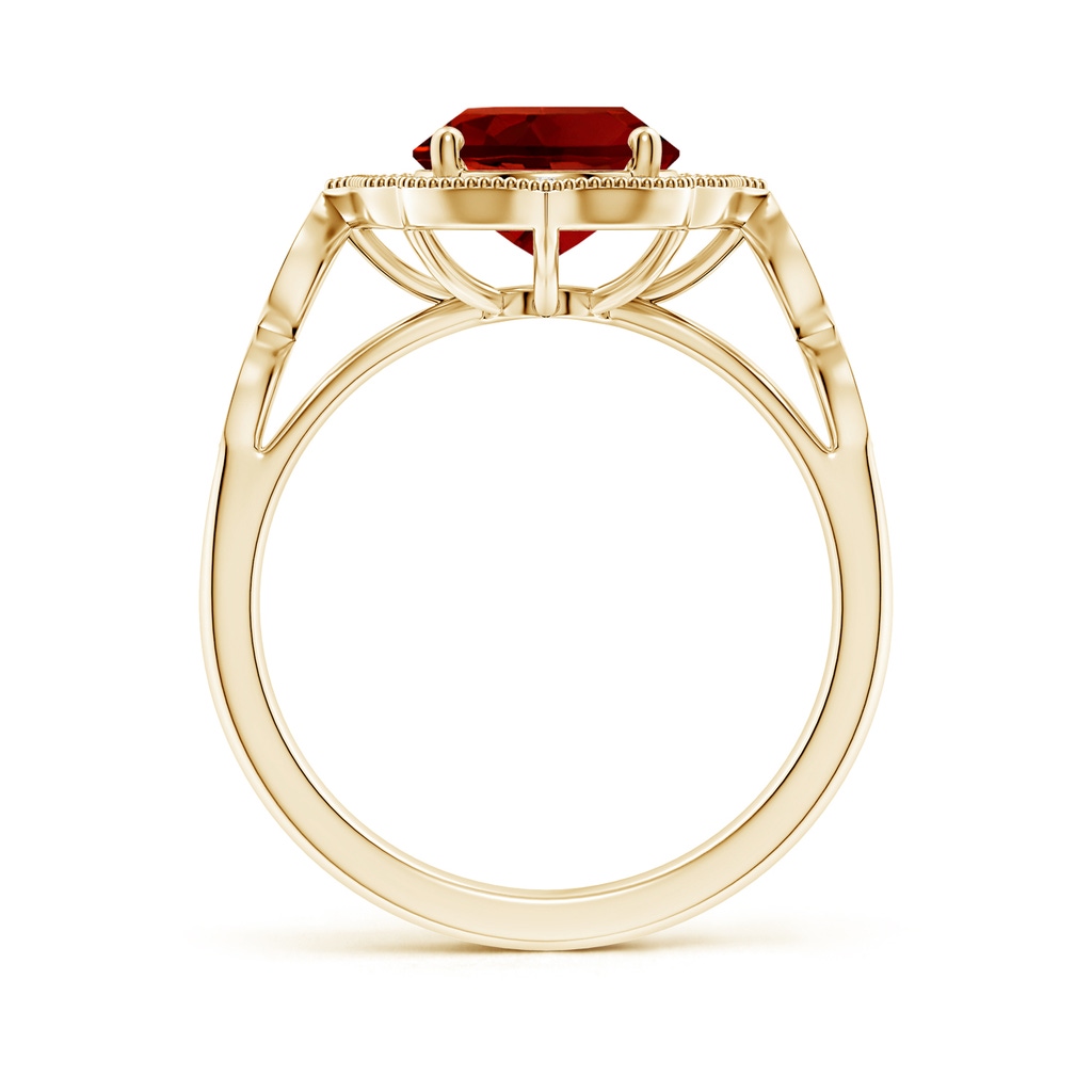 10x8mm Labgrown Lab-Grown Vintage Inspired Oval Ruby Ornate Halo Engagement Ring in Yellow Gold - side 199