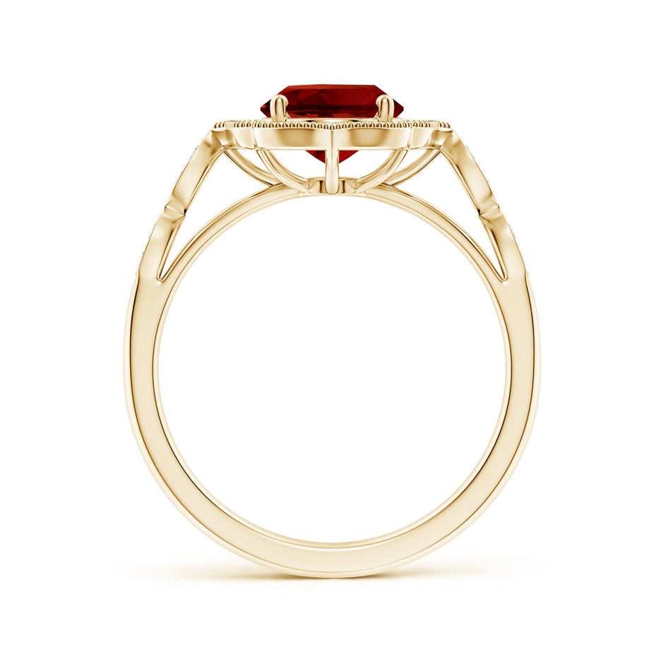 9x7mm Labgrown Lab-Grown Vintage Inspired Oval Ruby Ornate Halo Engagement Ring in Yellow Gold side 199