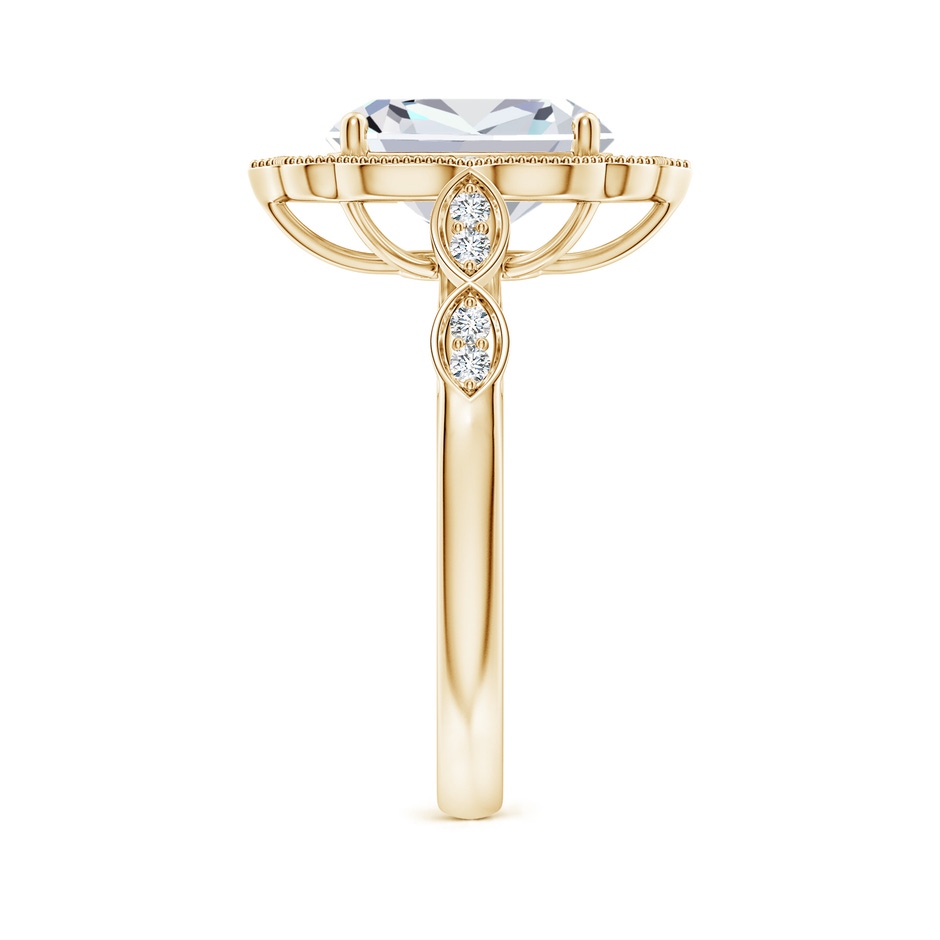 10x7.5mm FGVS Lab-Grown Vintage Inspired Cushion Rectangular Diamond Ornate Halo Engagement Ring in 18K Yellow Gold side 299