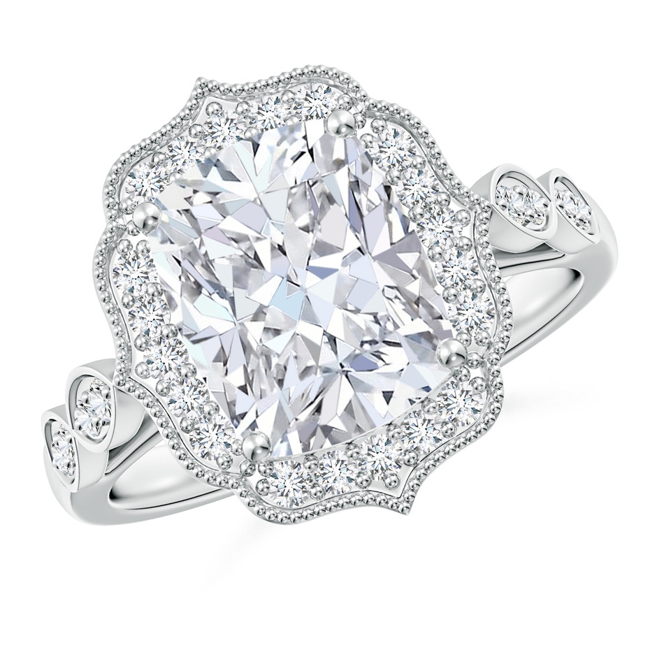 10x7.5mm FGVS Lab-Grown Vintage Inspired Cushion Rectangular Diamond Ornate Halo Engagement Ring in White Gold 