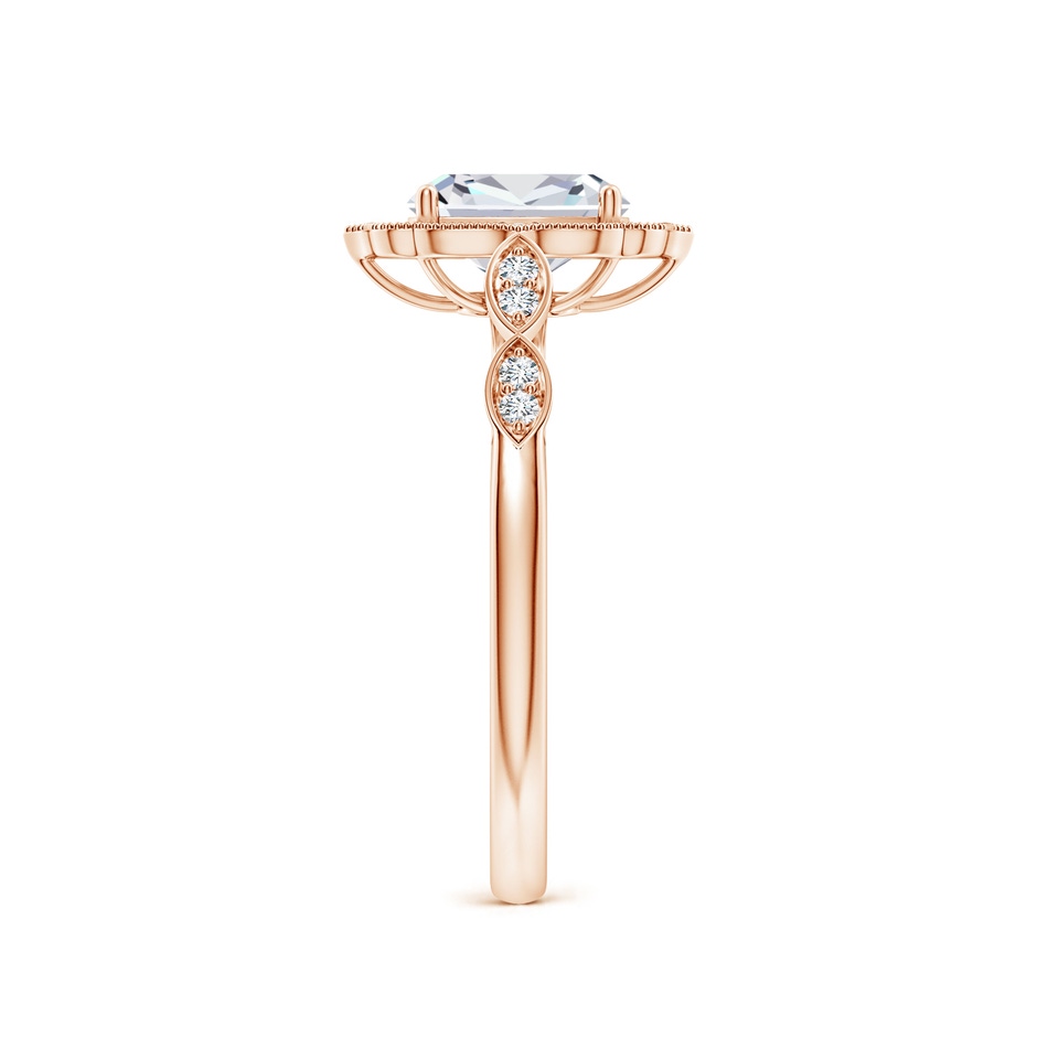 7x5mm FGVS Lab-Grown Vintage Inspired Cushion Rectangular Diamond Ornate Halo Engagement Ring in Rose Gold side 299