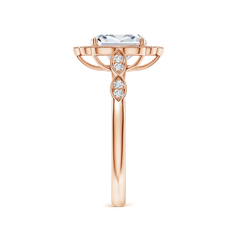 8x6mm FGVS Lab-Grown Vintage Inspired Cushion Rectangular Diamond Ornate Halo Engagement Ring in Rose Gold side 299