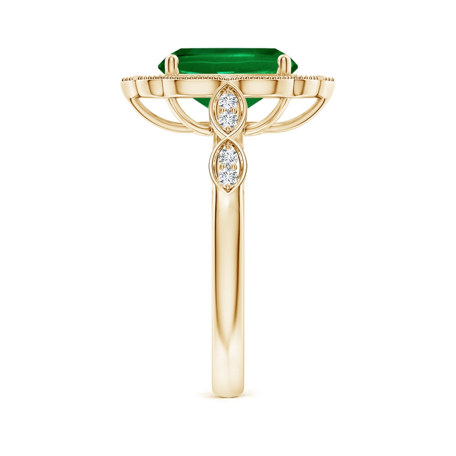10x8mm Labgrown Lab-Grown Vintage Inspired Cushion Rectangular Emerald Ornate Halo Engagement Ring in 18K Yellow Gold side 299