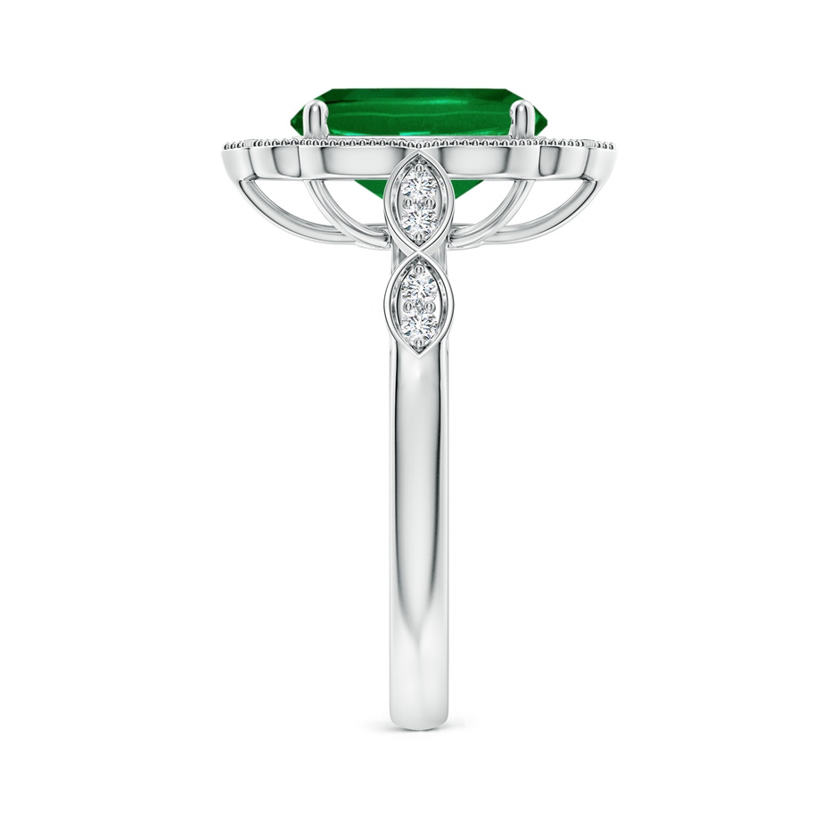 10x8mm Labgrown Lab-Grown Vintage Inspired Cushion Rectangular Emerald Ornate Halo Engagement Ring in White Gold side 299