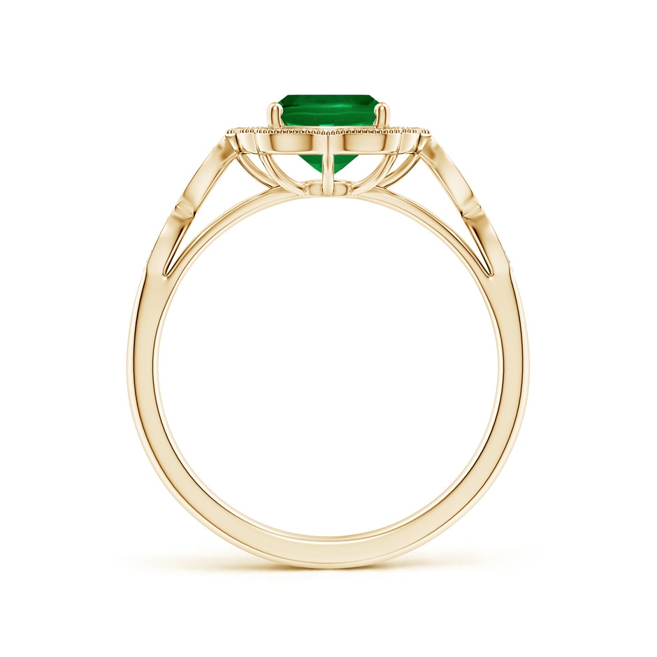 8x6mm Labgrown Lab-Grown Vintage Inspired Cushion Rectangular Emerald Ornate Halo Engagement Ring in 18K Yellow Gold side 199