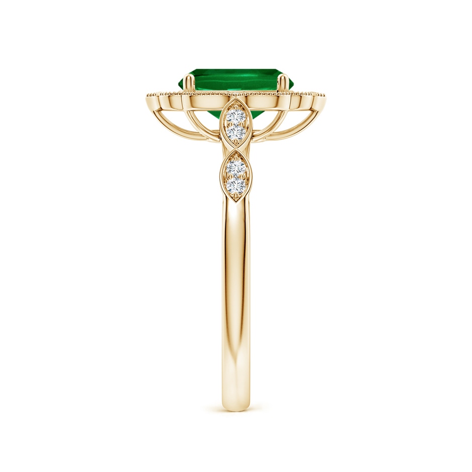 8x6mm Labgrown Lab-Grown Vintage Inspired Cushion Rectangular Emerald Ornate Halo Engagement Ring in 18K Yellow Gold side 299