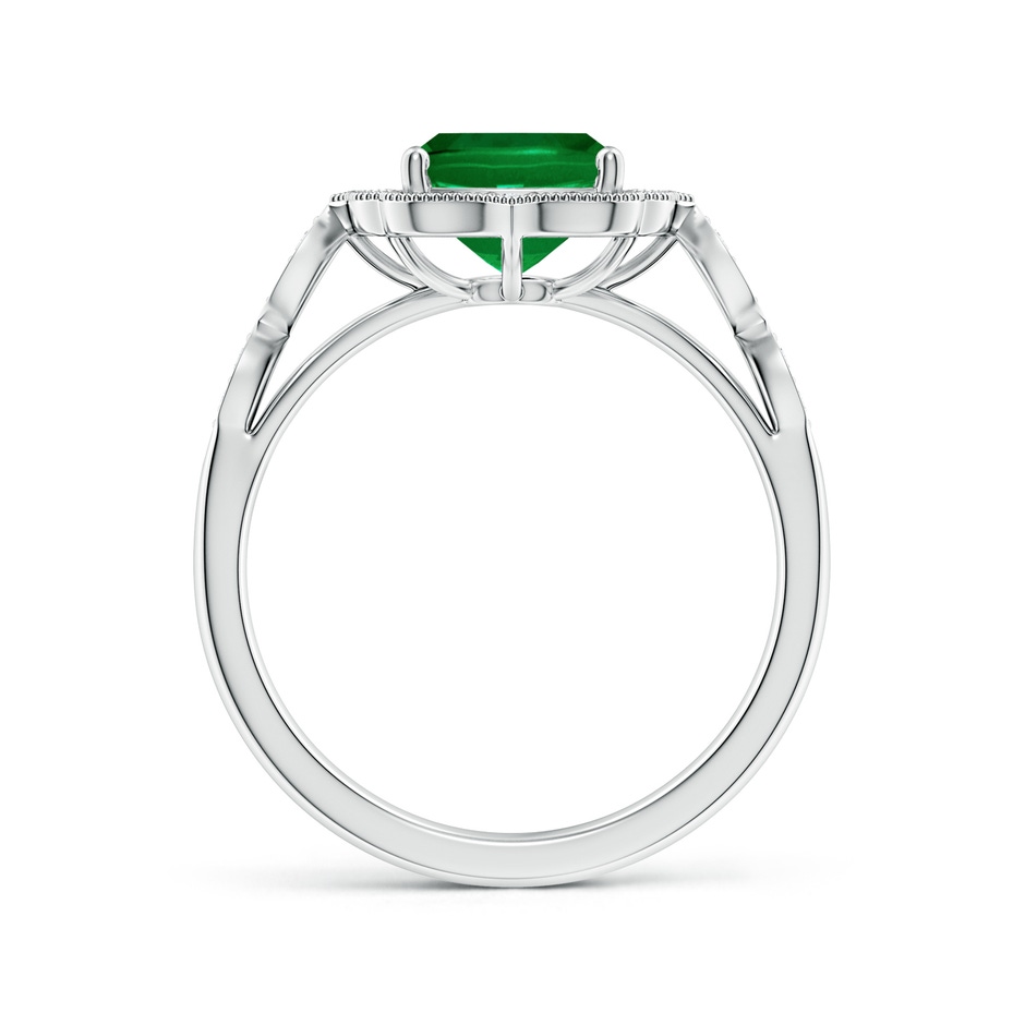 9x7mm Labgrown Lab-Grown Vintage Inspired Cushion Rectangular Emerald Ornate Halo Engagement Ring in P950 Platinum side 199
