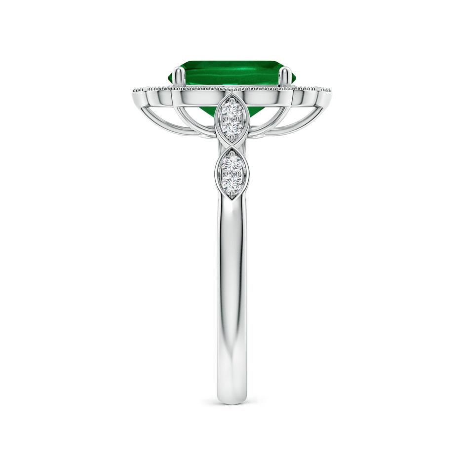 9x7mm Labgrown Lab-Grown Vintage Inspired Cushion Rectangular Emerald Ornate Halo Engagement Ring in P950 Platinum side 299