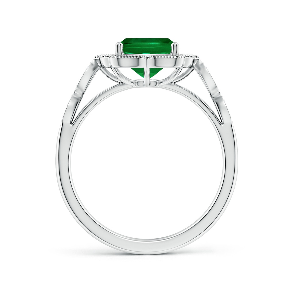 9x7mm Labgrown Lab-Grown Vintage Inspired Cushion Rectangular Emerald Ornate Halo Engagement Ring in White Gold Side 199