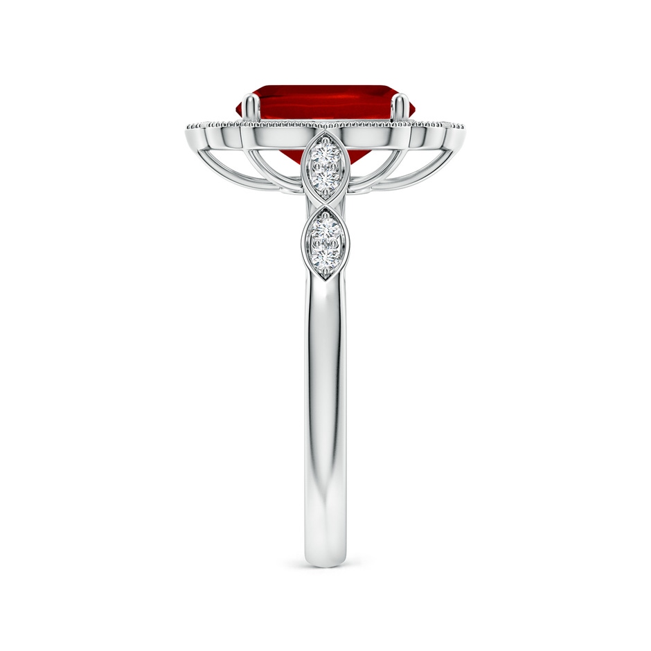 9x7mm Labgrown Lab-Grown Vintage Inspired Cushion Rectangular Ruby Ornate Halo Engagement Ring in White Gold side 299