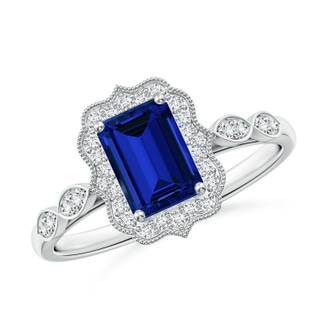 Emerald Cut Lab-Grown Lab Grown Blue Sapphire