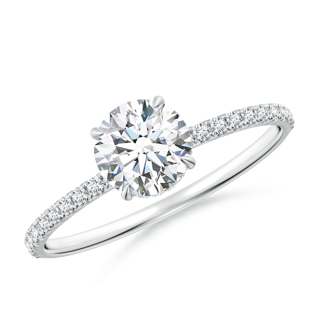 5.9mm FGVS Lab-Grown Round Diamond Hidden Halo Classic Engagement Ring in 18K White Gold