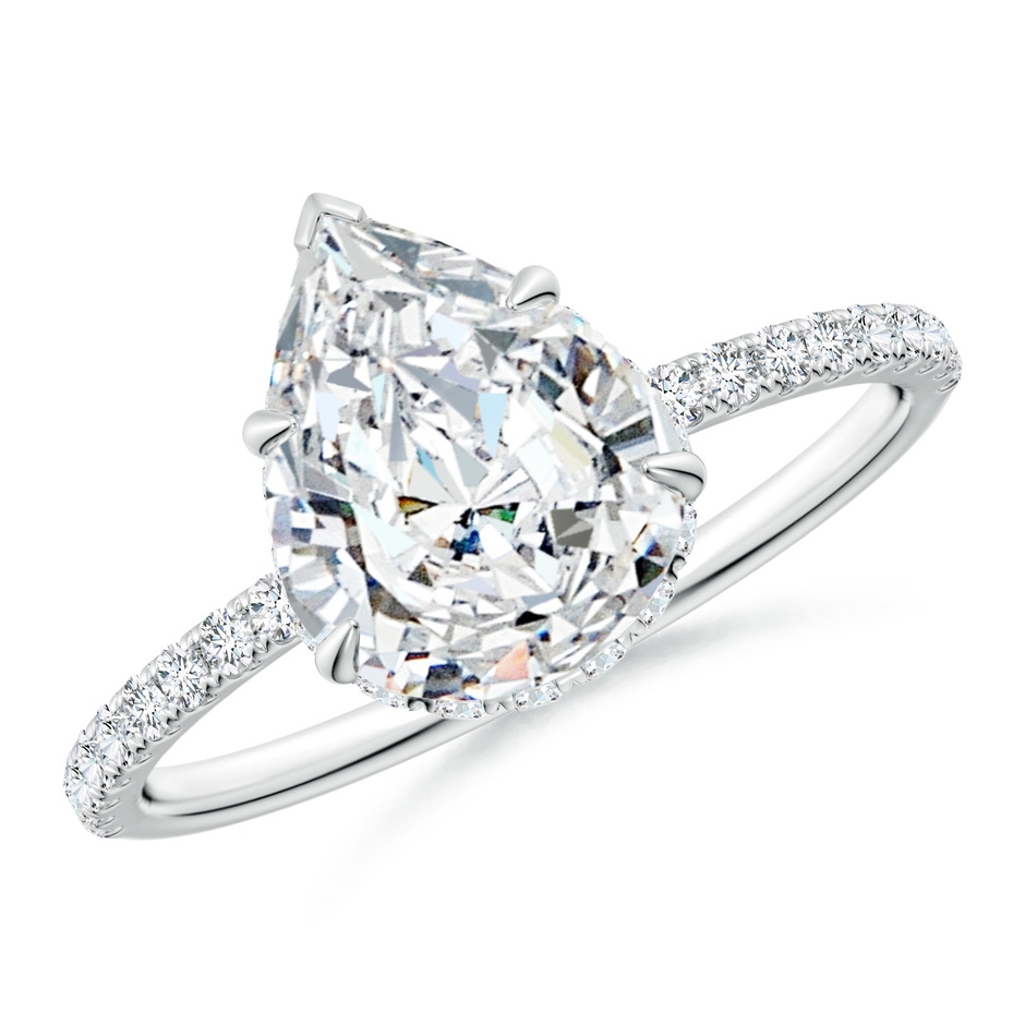 10x8mm FGVS Lab-Grown Pear Diamond Hidden Halo Classic Engagement Ring in 18K White Gold 