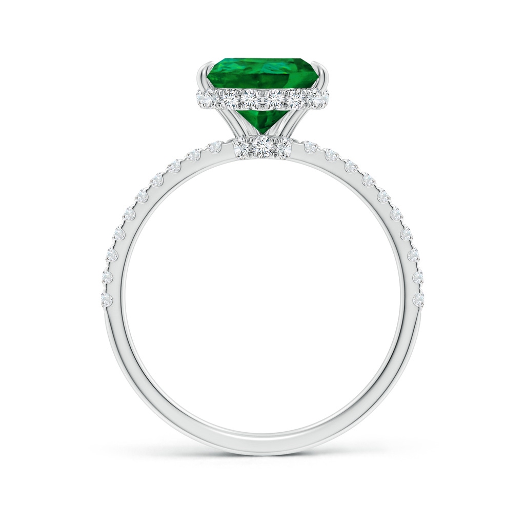10x8mm Labgrown Lab-Grown Pear Emerald Hidden Halo Classic Engagement Ring in P950 Platinum - side 199