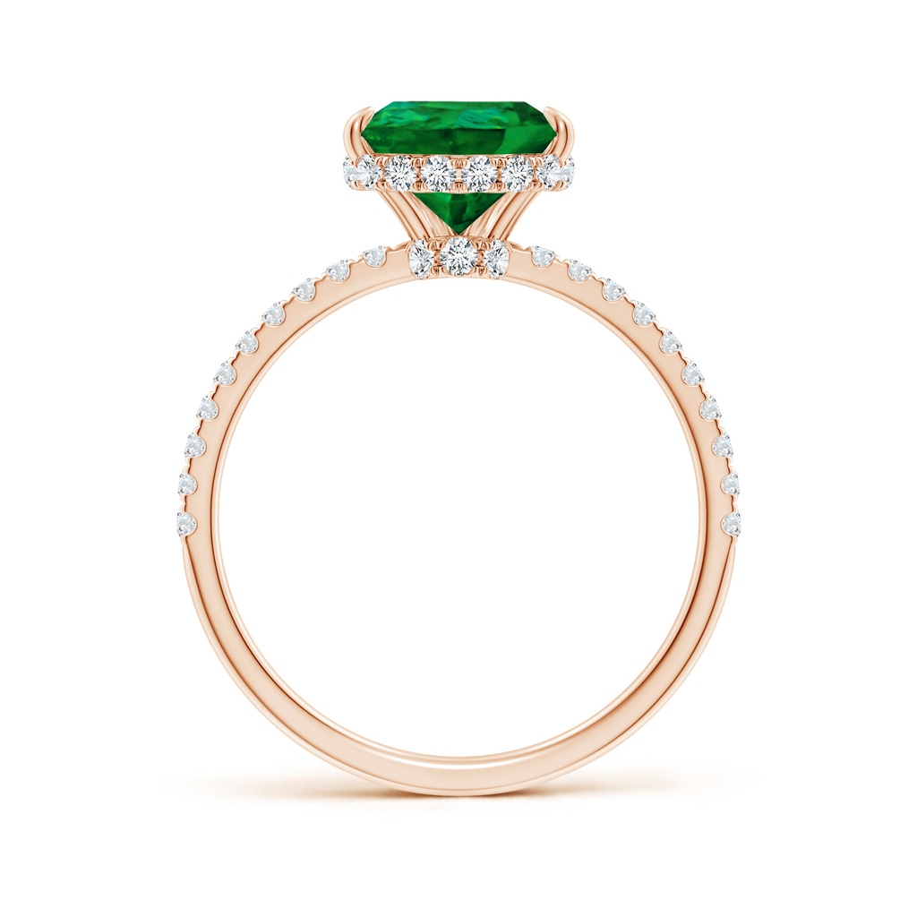 10x8mm Labgrown Lab-Grown Pear Emerald Hidden Halo Classic Engagement Ring in Rose Gold - side 199