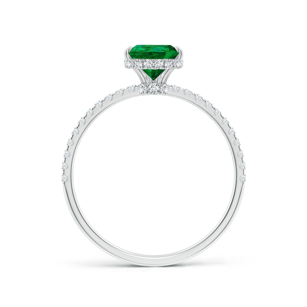 8x6mm Labgrown Lab-Grown Pear Emerald Hidden Halo Classic Engagement Ring in White Gold - side 199