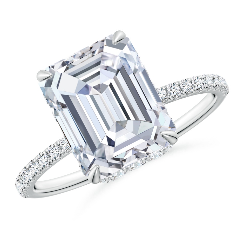 10x7.5mm FGVS Lab-Grown Emerald-Cut Diamond Hidden Halo Classic Engagement Ring in White Gold 