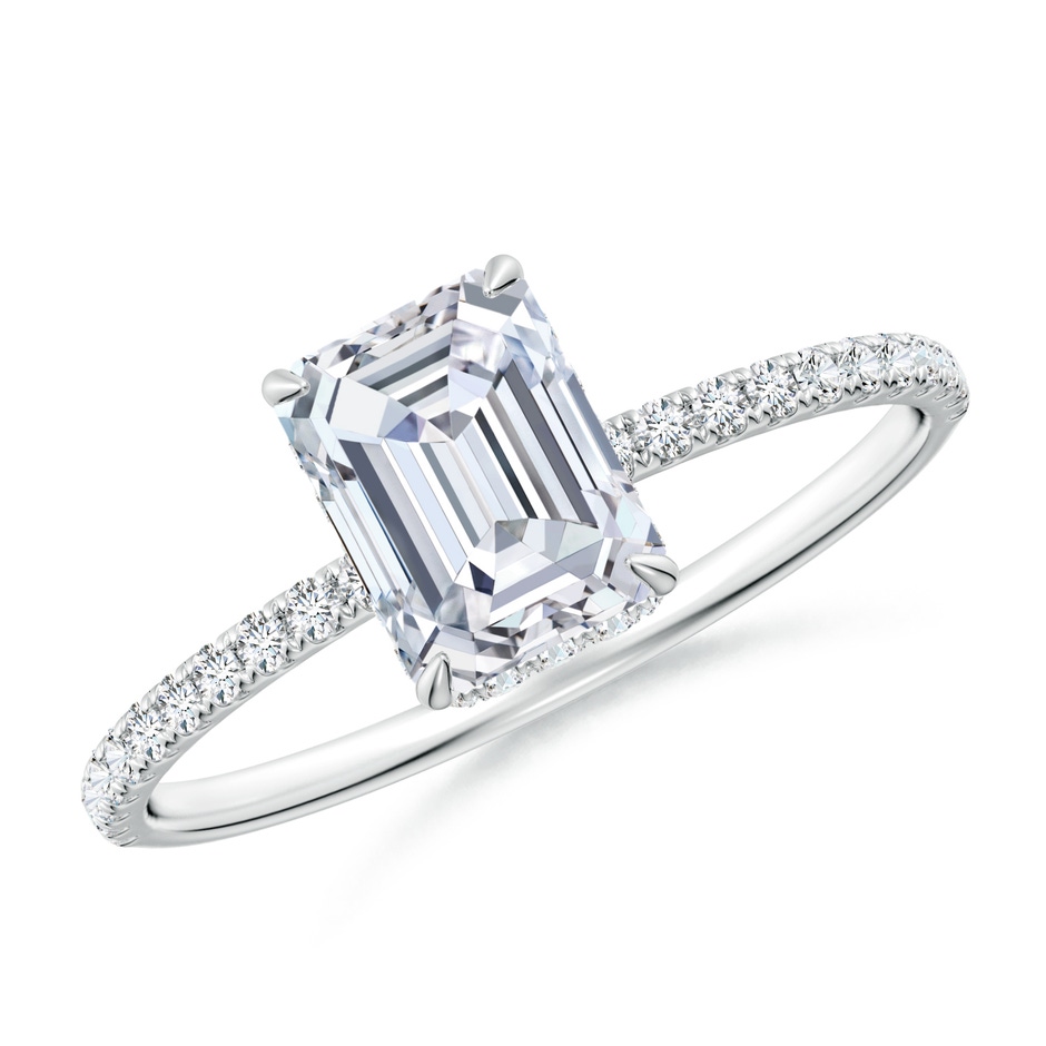 7x5mm FGVS Lab-Grown Emerald-Cut Diamond Hidden Halo Classic Engagement Ring in White Gold 